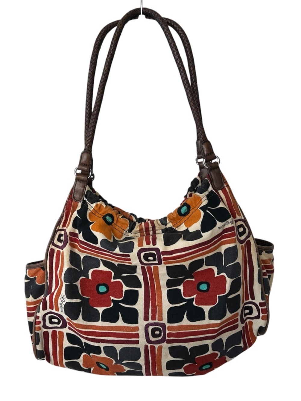 Brighton Floral Shoulder Bag Orange Brown Hippie Boho Retro Daisy Retired